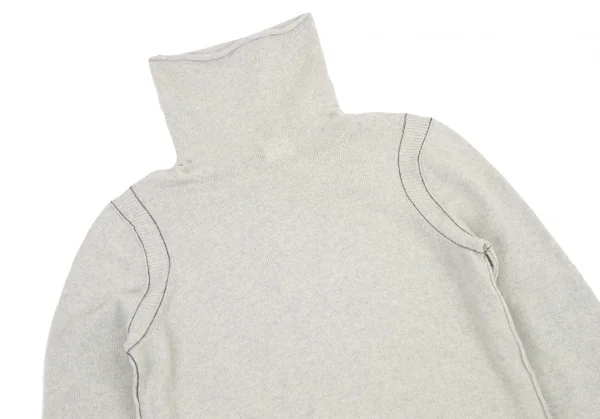 ワイズY's ウールアームホールリブ切替ハイネックニット ライトグレー2 K-90691_003