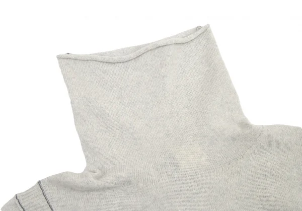 ワイズY's ウールアームホールリブ切替ハイネックニット ライトグレー2 K-90691_004