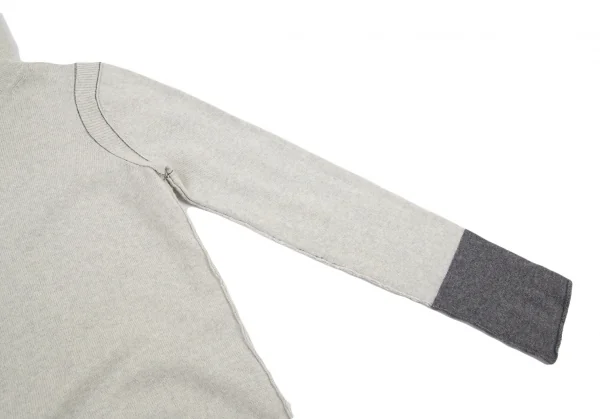 ワイズY's ウールアームホールリブ切替ハイネックニット ライトグレー2 K-90691_006