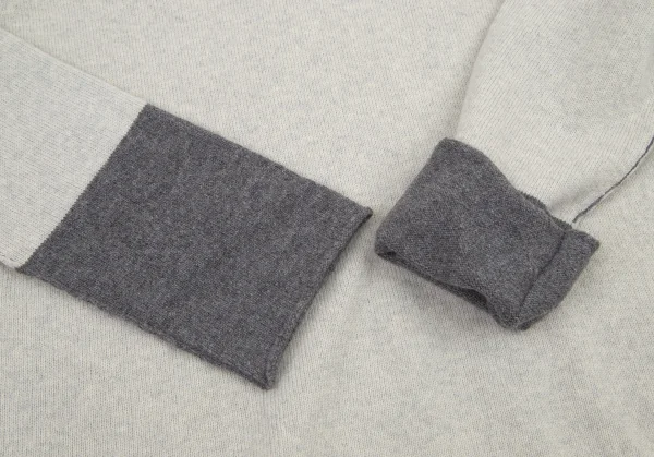 ワイズY's ウールアームホールリブ切替ハイネックニット ライトグレー2 K-90691_008