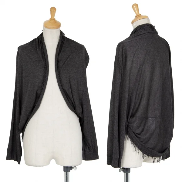 ヨウジヤマモト ノアールYohji Yamamoto NOIR レーヨンフリンジボレロカーディガン チャコール2 K-90698_001