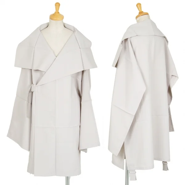 イッセイミヤケISSEY MIYAKE 132 5. ボックスシルエットベルテッドコート ライトグレー3 K-90735_001