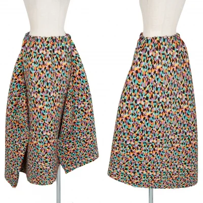 イッセイミヤケISSEY MIYAKE シワプリーツカモフラージュボックスフレアスカート マルチ