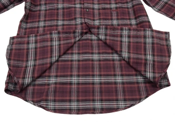 新品!パパスPapas コットンチェックボタンダウンネルシャツ 紫グレー48M K-90770_009