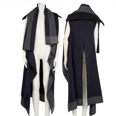 コムデギャルソンCOMME des GARCONS ウールストライプ裁ち切りロングジャケット