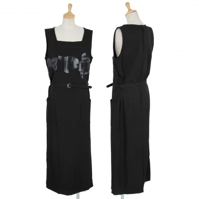 コムデギャルソンCOMME des GARCONS かすれプリントウールギャバノースリーブワンピース