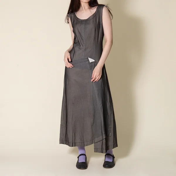 コムデギャルソンCOMME des GARCONS 切替貼り付けワンピース チャコールS K-90817_015