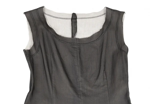 コムデギャルソンCOMME des GARCONS 切替貼り付けワンピース チャコールS K-90817_003