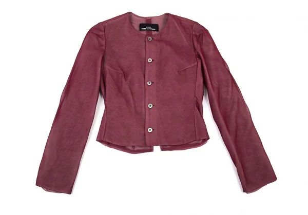 トリコ コムデギャルソンtricot COMME des GARCONS シフォン中綿ノーカラージャケット ボルドーM位 K-90823_002