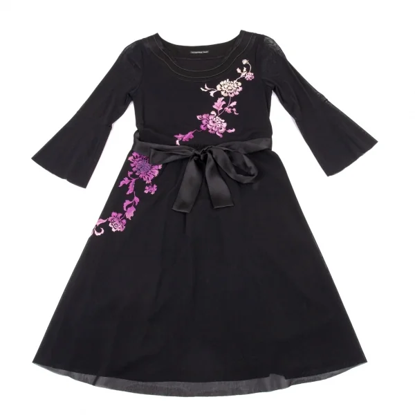 ヴィヴィアンタムVIVIENNETAM パワーネットフラワー刺繍ワンピース 黒0 K-90866_002