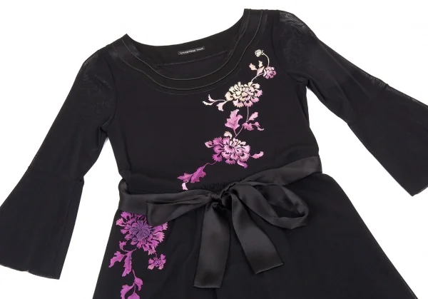 ヴィヴィアンタムVIVIENNETAM パワーネットフラワー刺繍ワンピース 黒0 K-90866_003