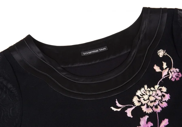 ヴィヴィアンタムVIVIENNETAM パワーネットフラワー刺繍ワンピース 黒0 K-90866_004
