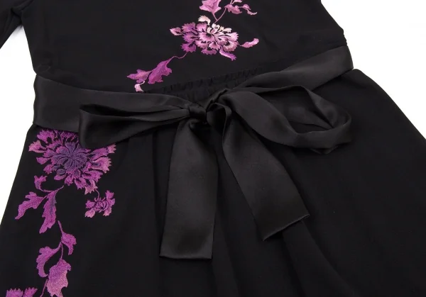 ヴィヴィアンタムVIVIENNETAM パワーネットフラワー刺繍ワンピース 黒0 K-90866_008