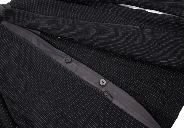 イッセイミヤケ メンISSEY MIYAKE MEN ウールポリストライプシワ加工ジャケット 黒4 K-90884_012