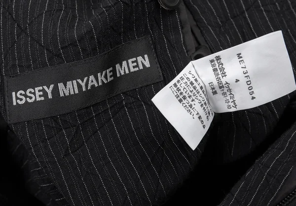 イッセイミヤケ メンISSEY MIYAKE MEN ウールポリストライプシワ加工ジャケット 黒4 K-90884_019