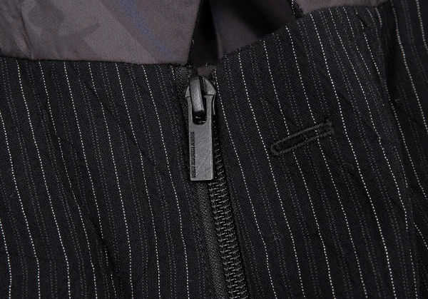 イッセイミヤケ メンISSEY MIYAKE MEN ウールポリストライプシワ加工ジャケット 黒4 K-90884_005
