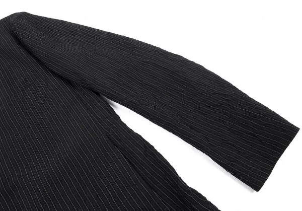 イッセイミヤケ メンISSEY MIYAKE MEN ウールポリストライプシワ加工ジャケット 黒4 K-90884_008