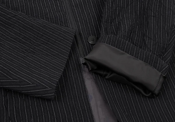 イッセイミヤケ メンISSEY MIYAKE MEN ウールポリストライプシワ加工ジャケット 黒4 K-90884_009