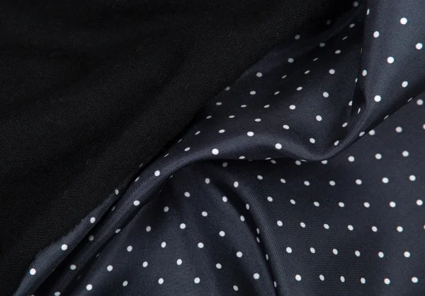 トリコ コムデギャルソンtricot COMME des GARCONSフロントポリドット切替ウールワンピース 黒M K-90905_011