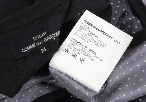 トリコ コムデギャルソンtricot COMME des GARCONSフロントポリドット切替ウールワンピース 黒M K-90905_012