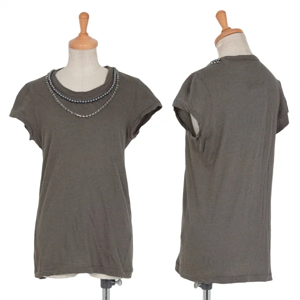 サカイsacai ビジュー装飾フレンチスリーブトップス カーキ2 K-90911_001