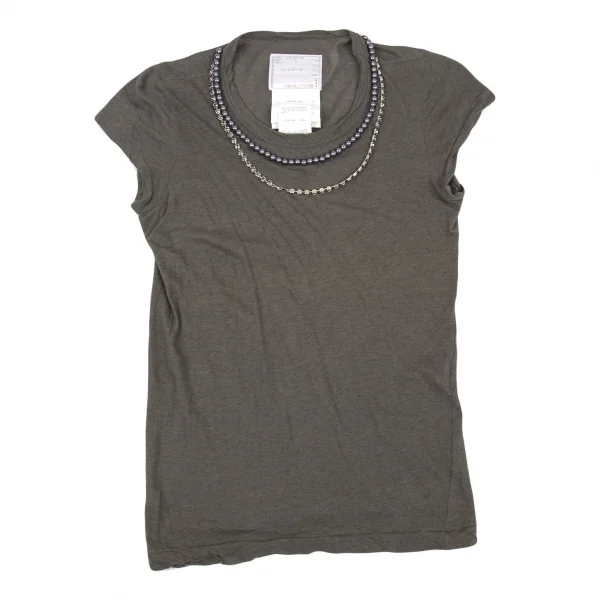 サカイsacai ビジュー装飾フレンチスリーブトップス カーキ2 K-90911_002