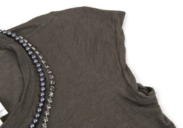 サカイsacai ビジュー装飾フレンチスリーブトップス カーキ2 K-90911_006