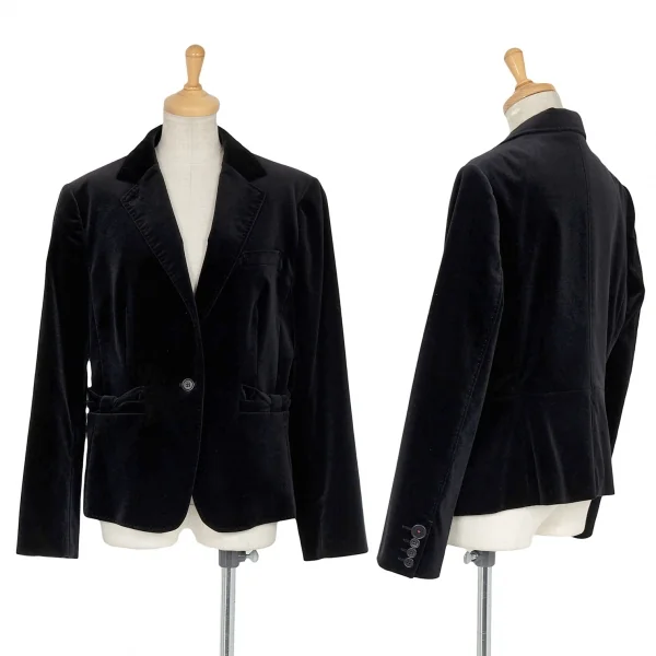 ポールスミス ブラックレーベルPaul Smith BLACK LABEL ベロアリボンポケット1Bジャケット 黒44L K-90913_001