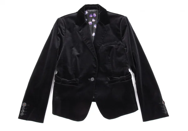 ポールスミス ブラックレーベルPaul Smith BLACK LABEL ベロアリボンポケット1Bジャケット 黒44L K-90913_002