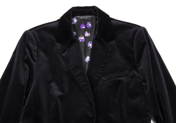 ポールスミス ブラックレーベルPaul Smith BLACK LABEL ベロアリボンポケット1Bジャケット 黒44L K-90913_003