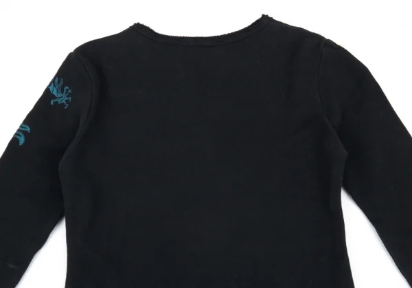 ヴィヴィアンタムVIVIENNETAM ドラゴン刺繍ヘンリーネックスウェット 黒1 K-90916_012