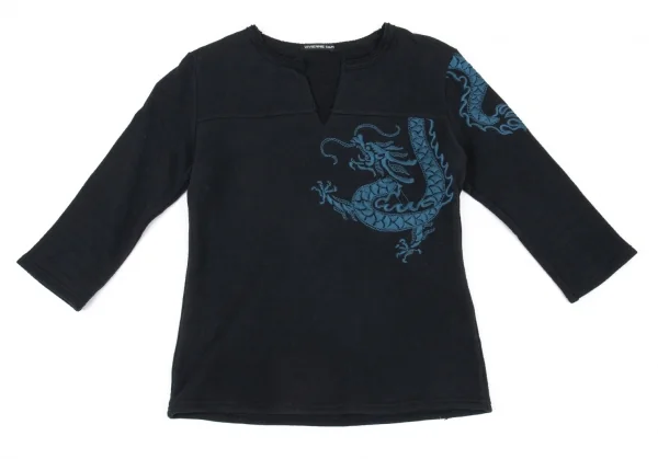 ヴィヴィアンタムVIVIENNETAM ドラゴン刺繍ヘンリーネックスウェット 黒1 K-90916_002