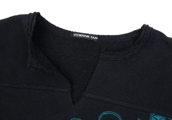 ヴィヴィアンタムVIVIENNETAM ドラゴン刺繍ヘンリーネックスウェット 黒1 K-90916_004