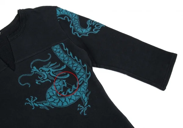 ヴィヴィアンタムVIVIENNETAM ドラゴン刺繍ヘンリーネックスウェット 黒1 K-90916_005