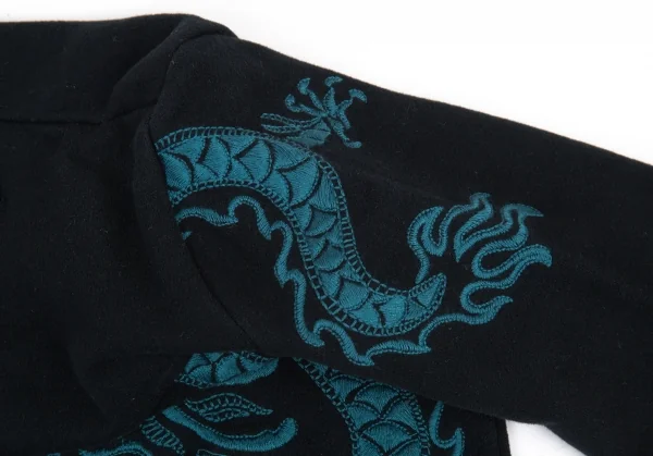 ヴィヴィアンタムVIVIENNETAM ドラゴン刺繍ヘンリーネックスウェット 黒1 K-90916_007