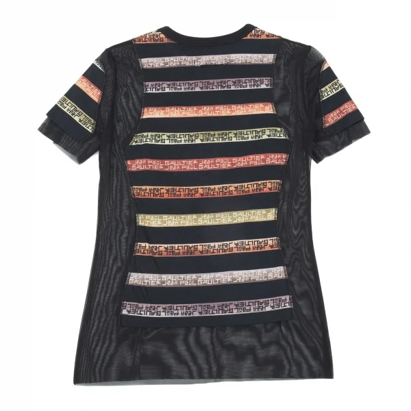 ジャンポールゴルチエ クラシックJean Paul GAULTIER CLASSIQUE ボーダー切替パワーネットTシャツ 黒40 K-90927_011