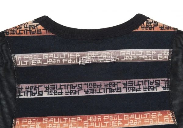 ジャンポールゴルチエ クラシックJean Paul GAULTIER CLASSIQUE ボーダー切替パワーネットTシャツ 黒40 K-90927_012