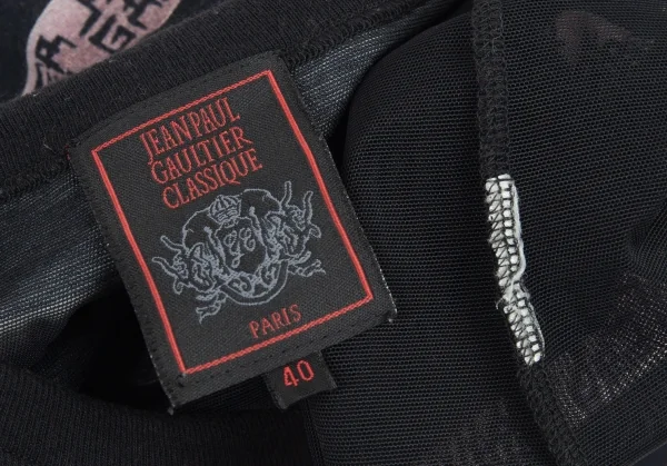 ジャンポールゴルチエ クラシックJean Paul GAULTIER CLASSIQUE ボーダー切替パワーネットTシャツ 黒40 K-90927_014