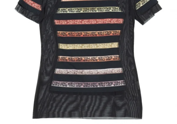 ジャンポールゴルチエ クラシックJean Paul GAULTIER CLASSIQUE ボーダー切替パワーネットTシャツ 黒40 K-90927_006