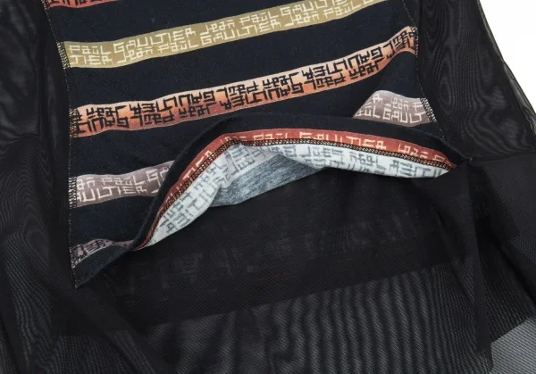 ジャンポールゴルチエ クラシックJean Paul GAULTIER CLASSIQUE ボーダー切替パワーネットTシャツ 黒40 K-90927_008