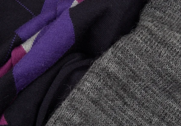 ジュンヤワタナベ コムデギャルソンJUNYA WATANABE COMME des GARCONS アーガイル切替ニットカーディガン 紺グレーS K-90931_015