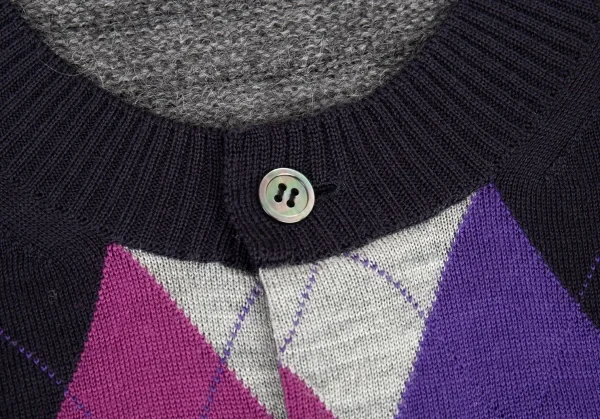 ジュンヤワタナベ コムデギャルソンJUNYA WATANABE COMME des GARCONS アーガイル切替ニットカーディガン 紺グレーS K-90931_004
