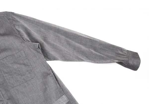 ヨウジヤマモト プールオムYohji Yamamoto POUR HOMME コットンカッティングカラーシャツ グレー2 K-90935_006