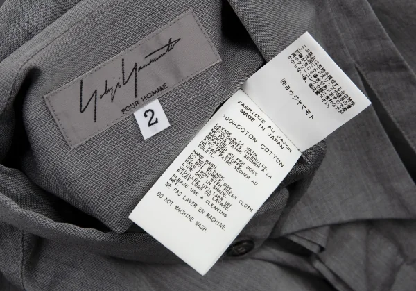 ヨウジヤマモト プールオムYohji Yamamoto POUR HOMME コットンカッティングカラーシャツ グレー2 K-90935_016