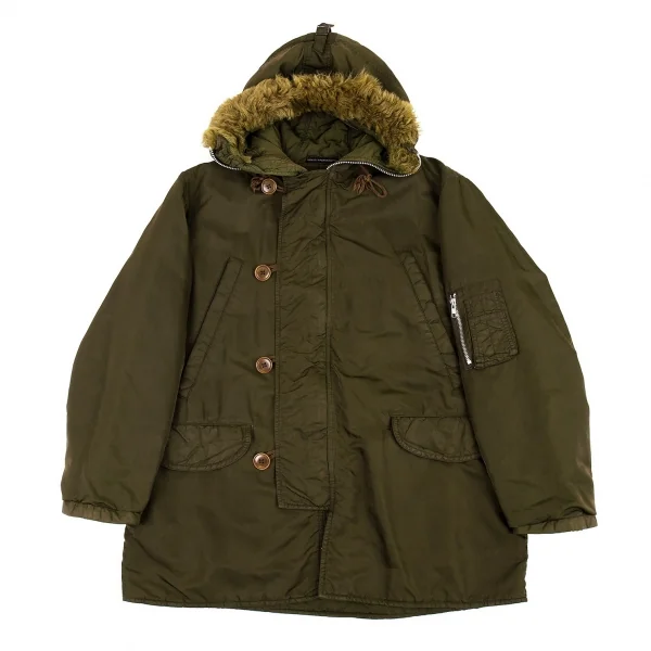 ワイズフォーメンY's for men 製品染め中綿ナイロンファーフードコート カーキ3 K-90942_001