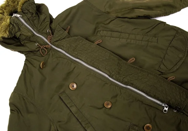 ワイズフォーメンY's for men 製品染め中綿ナイロンファーフードコート カーキ3 K-90942_012