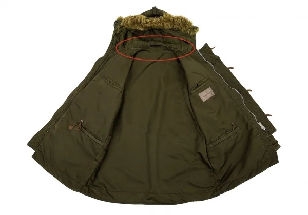 ワイズフォーメンY's for men 製品染め中綿ナイロンファーフードコート カーキ3 K-90942_013