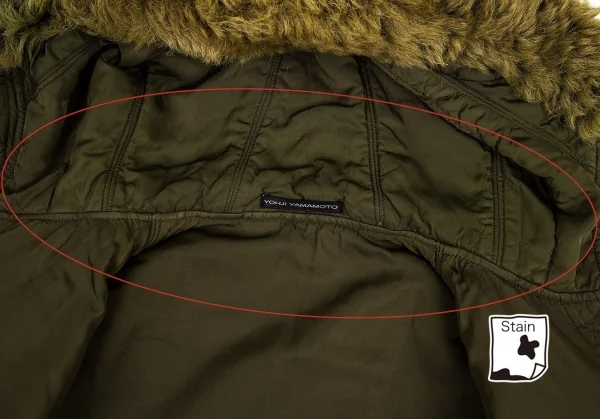 ワイズフォーメンY's for men 製品染め中綿ナイロンファーフードコート カーキ3 K-90942_014