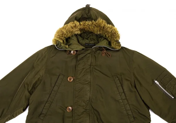 ワイズフォーメンY's for men 製品染め中綿ナイロンファーフードコート カーキ3 K-90942_002