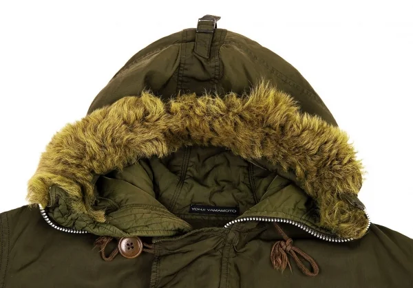 ワイズフォーメンY's for men 製品染め中綿ナイロンファーフードコート カーキ3 K-90942_003